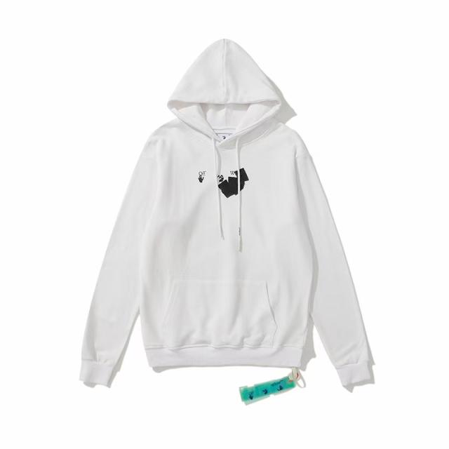 OW Double Brush Hoodie Black White