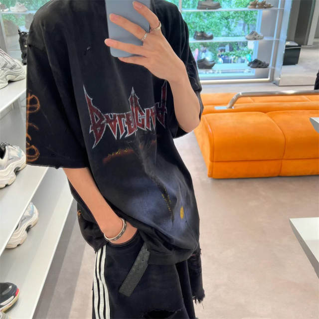 [Best Quality] BLCG Distressed Washed Everl Tower T-Shirt  Black