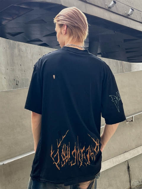 [Best Quality] BLCG Distressed Washed Everl Tower T-Shirt  Black