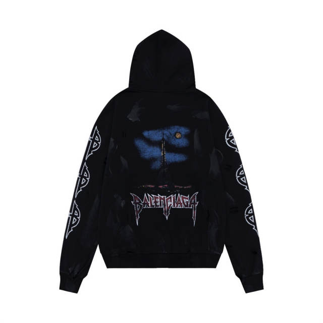 []Best Quality] BLCG Metalica Fonts Distressed Hoodie Black