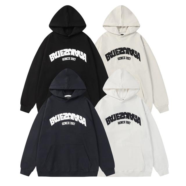 BLCG Reverse Embroidered Hoodie Black White Beige