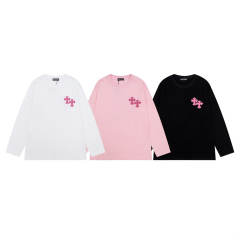 Chr0me Hearts Long-Sleeve Embroidered Horseshoe T-Shirt White Pink Black