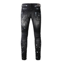 1:1 PURPLE BRΑND Paint Splatter Black Jeans