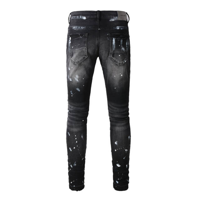 1:1 PURPLE BRΑND Paint Splatter Black Jeans