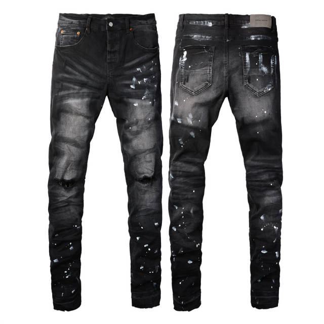 1:1 PURPLE BRΑND Paint Splatter Black Jeans