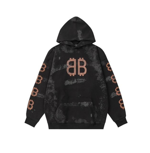 BLCG 23SS BB Logo Distressed Hoodie Black