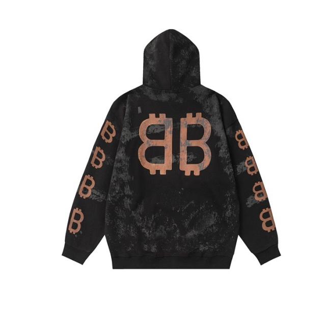 BLCG 23SS BB Logo Distressed Hoodie Black