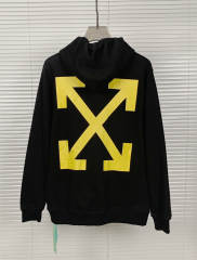 OW Oil Painting Yellow Logo Hoodie Black