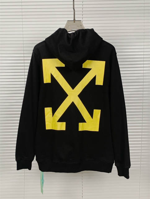 OW Oil Painting Yellow Logo Hoodie Black