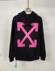 OW Oil Painting Pink Logo Hoodie Black