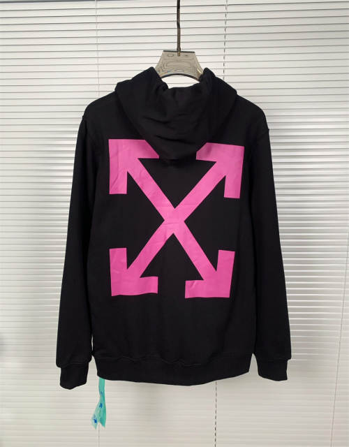 OW Oil Painting Pink Logo Hoodie Black