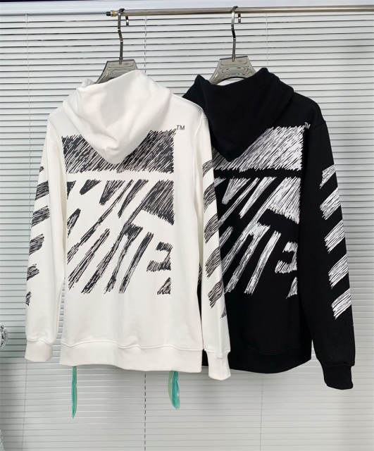 OW Pencil Logo Hoodie Black White
