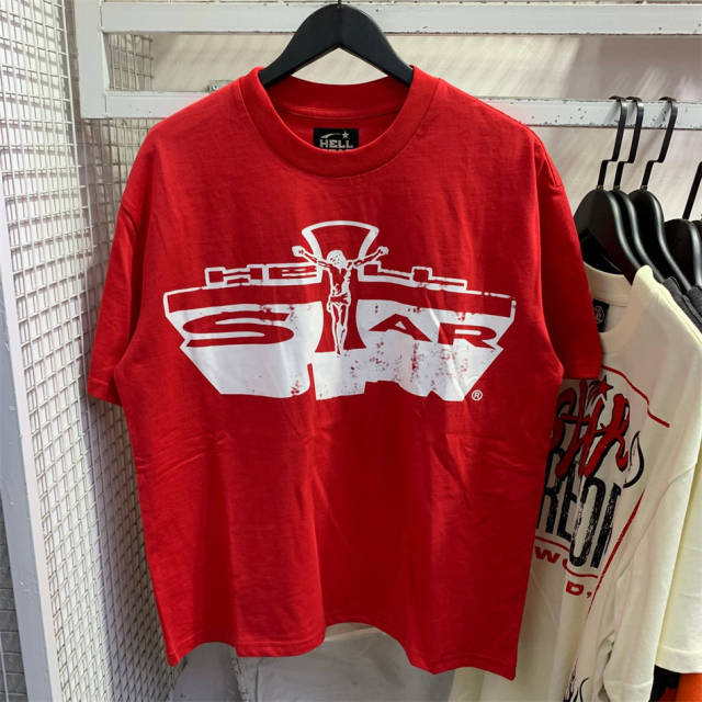 Hellstar Studios Jesus Cross Short Sleeve Tee Shirt Red