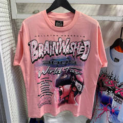 1:1 Hellstar Studios Brain Washed World Tour Short Sleeve Tee Shirt Pink