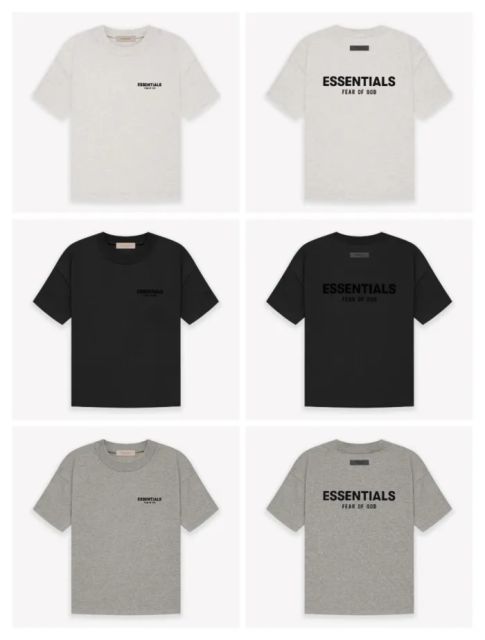 Fear of God FOG Black Flocking Print T-Shirt Tee (Gray Black)