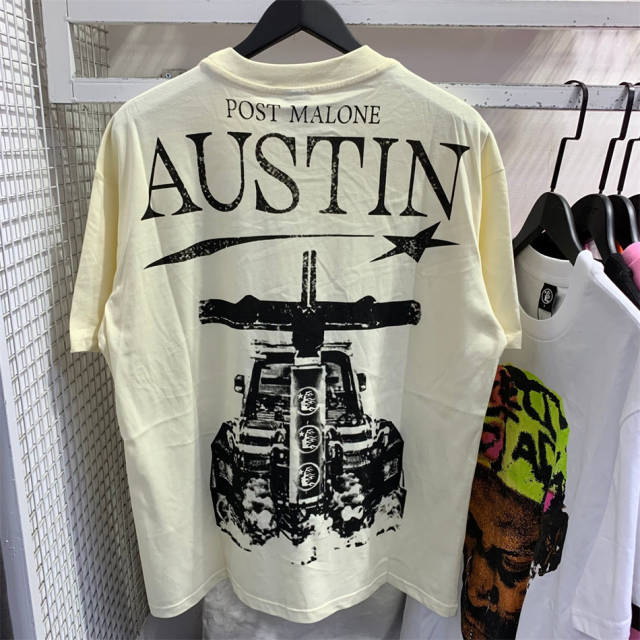 Hellstar Studios x Post Malone Austin Short Sleeve Tee Shirt Cream