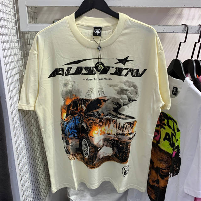 Hellstar Studios x Post Malone Austin Short Sleeve Tee Shirt Cream