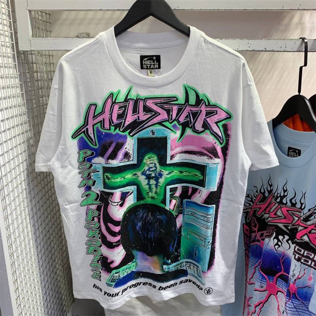Hellstar Studios Online Short Sleeve Tee Shirt Vintage White