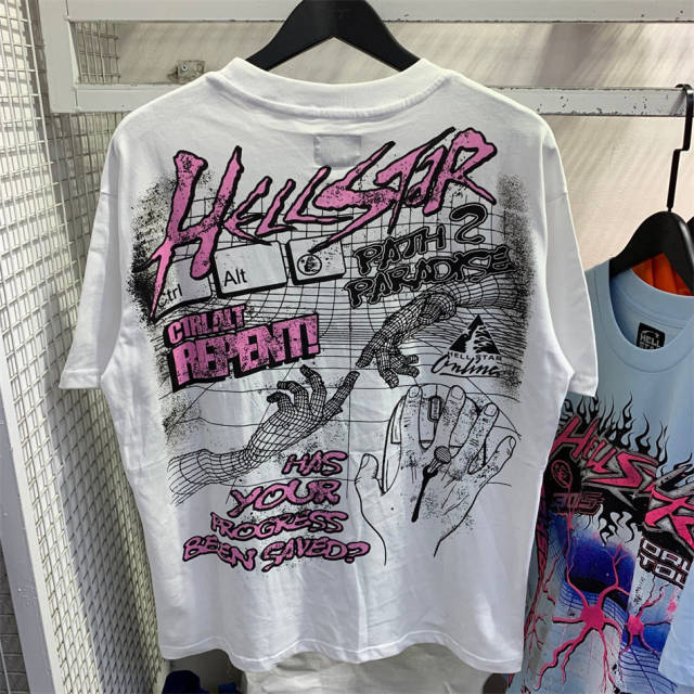 Hellstar Studios Online Short Sleeve Tee Shirt Vintage White
