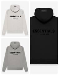 Fear of God Essentials FOG Black Flocking Hoodie (Black/Gray)