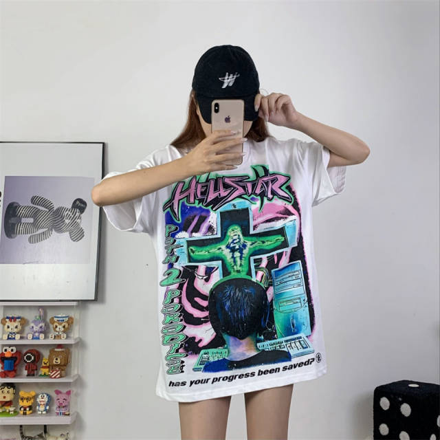 Hellstar Studios Online Short Sleeve Tee Shirt Vintage White