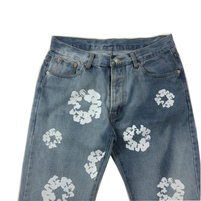 1:1 Best Quality Denim Tears Jeans Pants with Print Logo (Black/White/Blue)