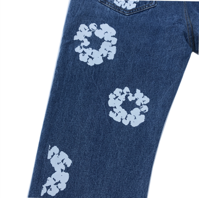 1:1 Best Quality Denim Tears Jeans Pants with Print Logo (Black/White/Blue)