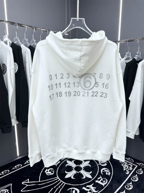 Maison Margiela MM6 Silver Logo Hoodie Black White