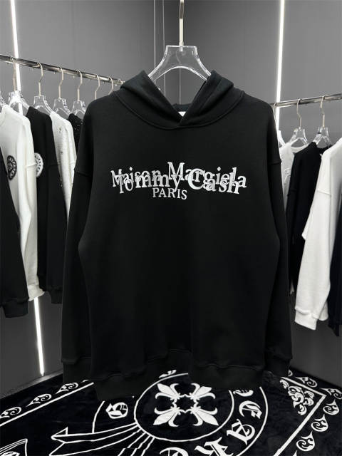 Maison Margiela MM6 Silver Logo Hoodie Black White