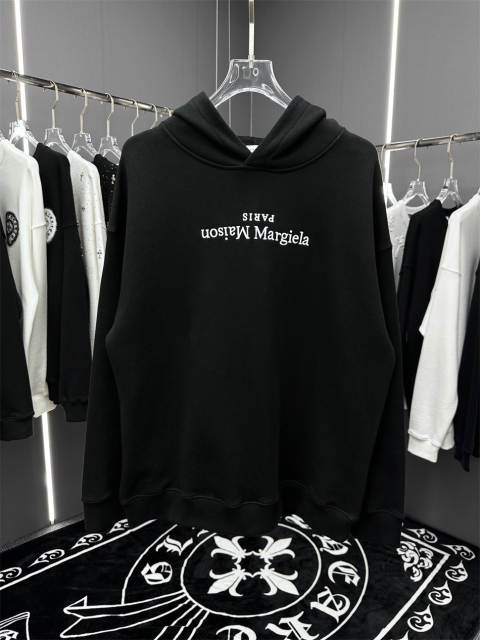Maison Margiela MM6 Upside Down Logo Hoodie Black White