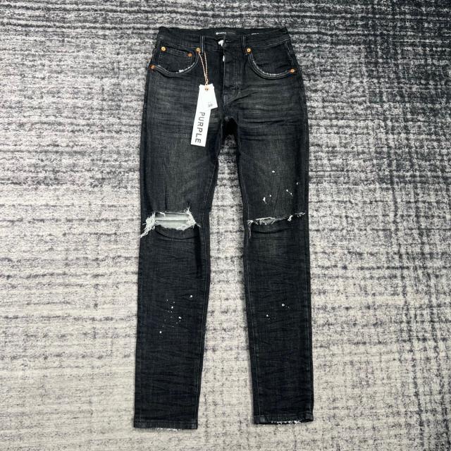 1:1 Quality PURPLE BRΑND Denim Jeans 23SS Pants Men P002 Black Cut