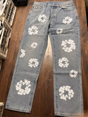 1:1 Best Quality Denim Tears Jeans Pants with Print Logo (Black/White/Blue)