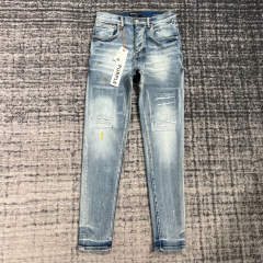 1:1 Quality Purple Brand Destroyed Jeans 23SS Pants Men P002 Slim Clean Fits