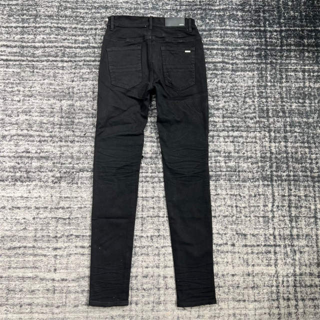 1:1 Quality Jeans 23SS Leather Patchwork Pants Men Black