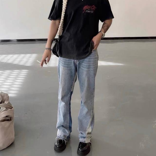Gallery Dept Washed Flared Black and Blue Patchwork Jeans Pants
