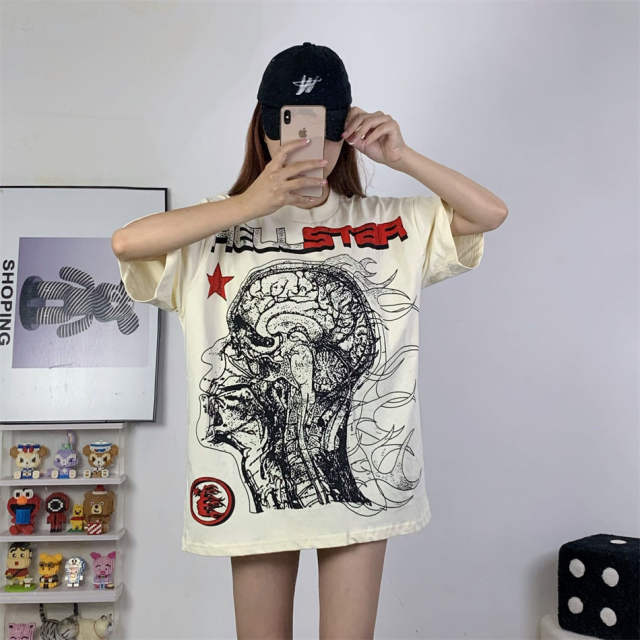 Hellstar Studios Globe T-Shirt Tee Beige