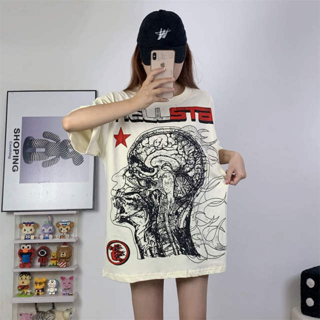 Hellstar Studios Globe T-Shirt Tee Beige