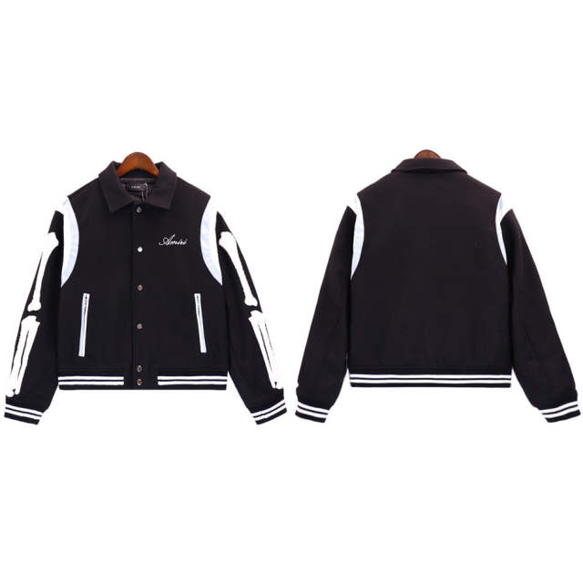 Bone Replica Wool Varsity Jacket Black Blue