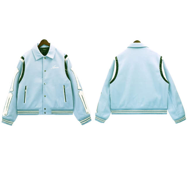 Bone Replica Wool Varsity Jacket Black Blue