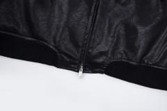 Represent Faux-Fur Collar Leather Jacket Black