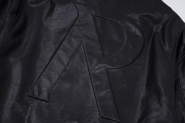 Represent Faux-Fur Collar Leather Jacket Black