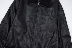 Represent Faux-Fur Collar Leather Jacket Black