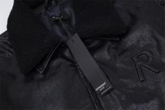 Represent Faux-Fur Collar Leather Jacket Black
