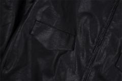 Represent Faux-Fur Collar Leather Jacket Black