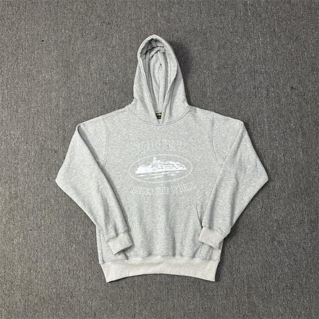 Corteiz Classic Alcatraz Base Fleece Tracksuit Hoodie Sweatpants Black White Gray Blue