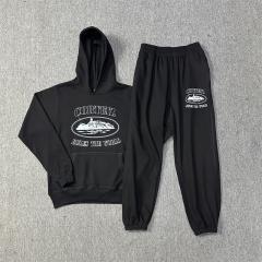 Corteiz Classic Alcatraz Base Fleece Tracksuit Hoodie Sweatpants Black White Gray Blue
