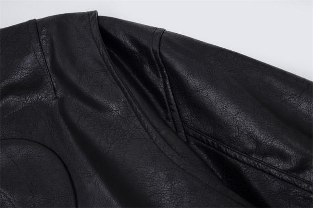 Represent Faux-Fur Collar Leather Jacket Black