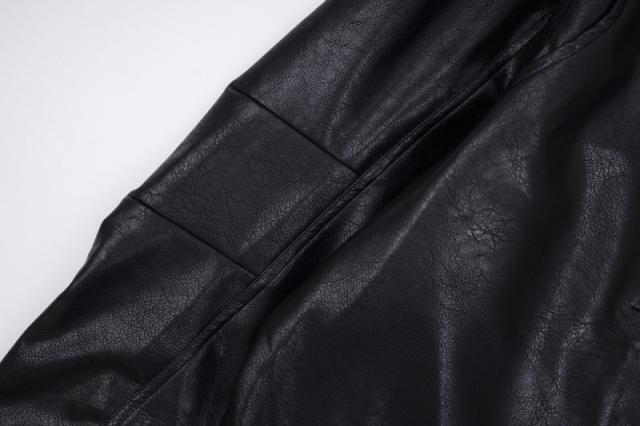 Represent Faux-Fur Collar Leather Jacket Black