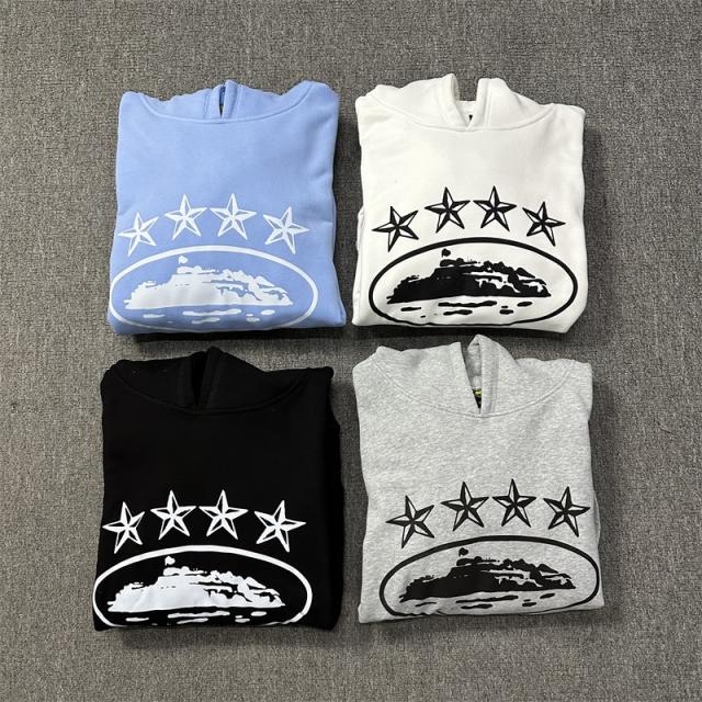 Corteiz Alcatraz 4th Anniversary Fleece Tracksuit Hoodie Pants Black Gray White Blue