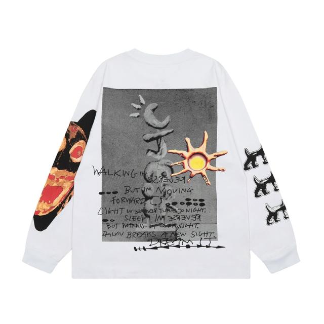 Travis Scott Cactus Jack 22AW Fun Graffiti Print Long Sleeve T-Shirt White